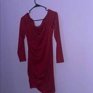Elegant Red Long Sleeve Dress